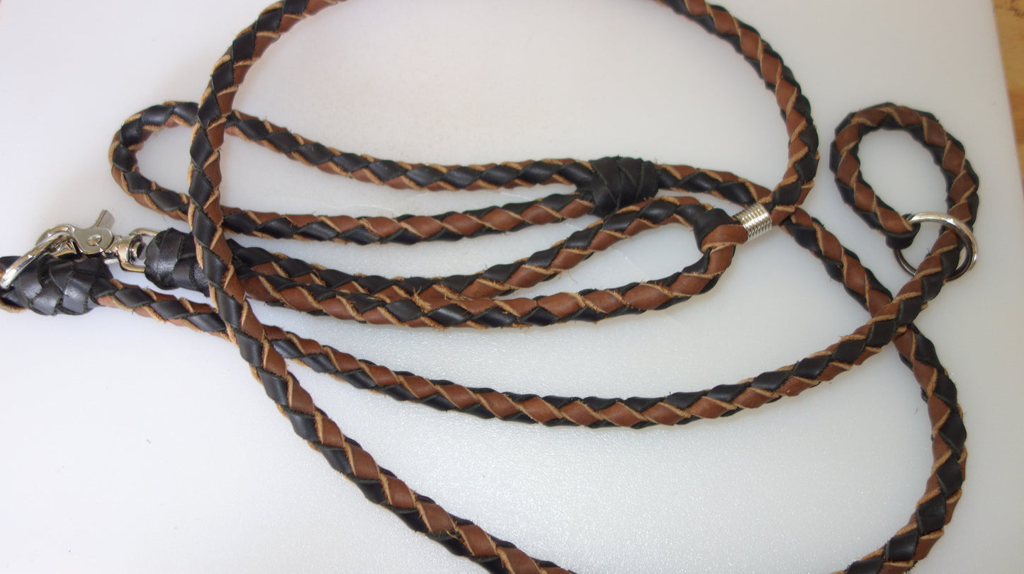 2' Braided Leather Dog Leash