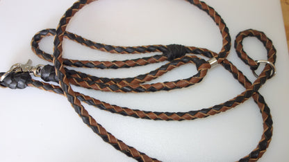 2' Braided Leather Dog Leash