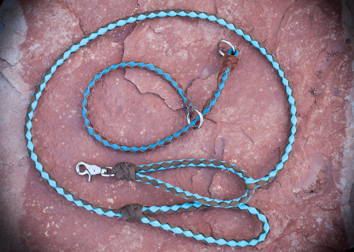 The Metropolitan Dog Leash (Two Handle Braided Leather 5' Dog Leash) - Sedona Leather Company L.L.C.  - 2