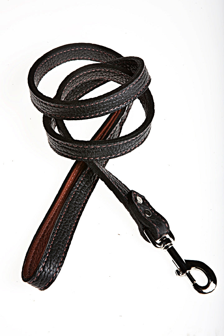 Black Cotton Rope Leash with Leather Accents - Mountain Shiba